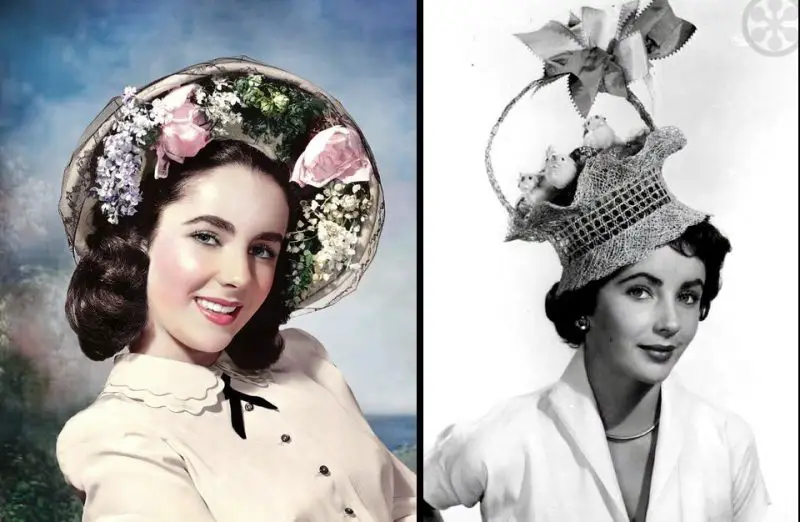 Liz Taylor in Easter Bonnets