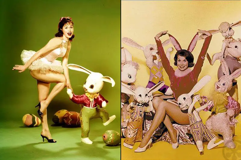 Mary Tyler Moore with bunny and as bunny