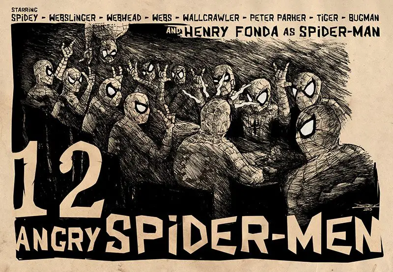 12 Angry Spider-men mashup movie poster