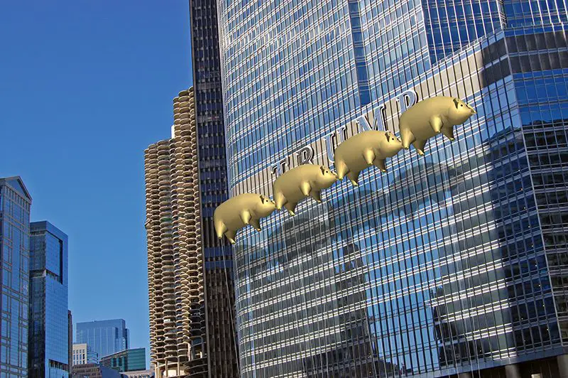 Artist's rendering - Flying Pigs on Parade over the Chicago River