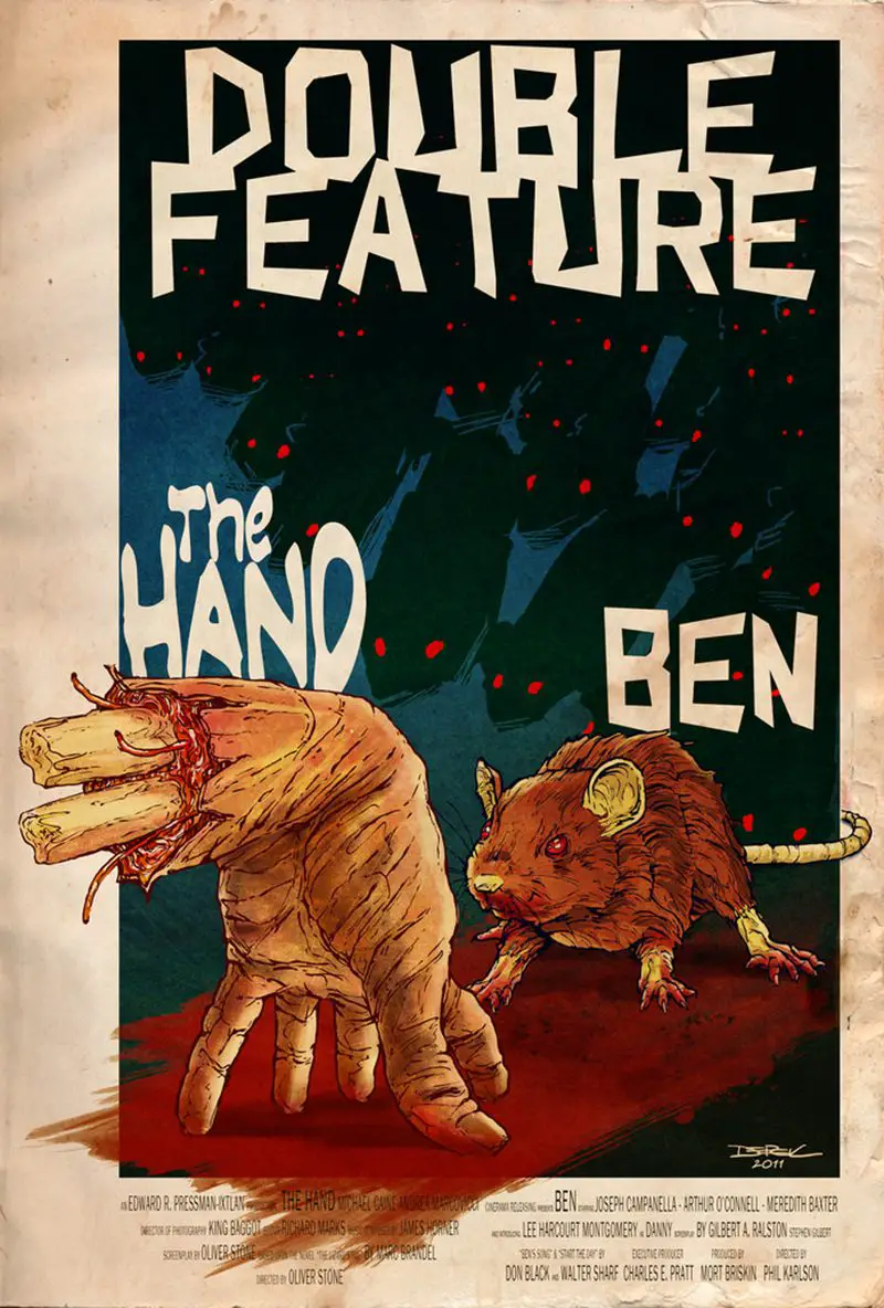 double feature movie poster the hand and ben mashup