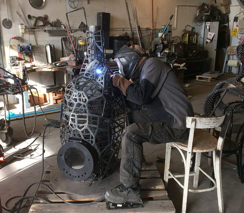 Welding the stove for the sauna
