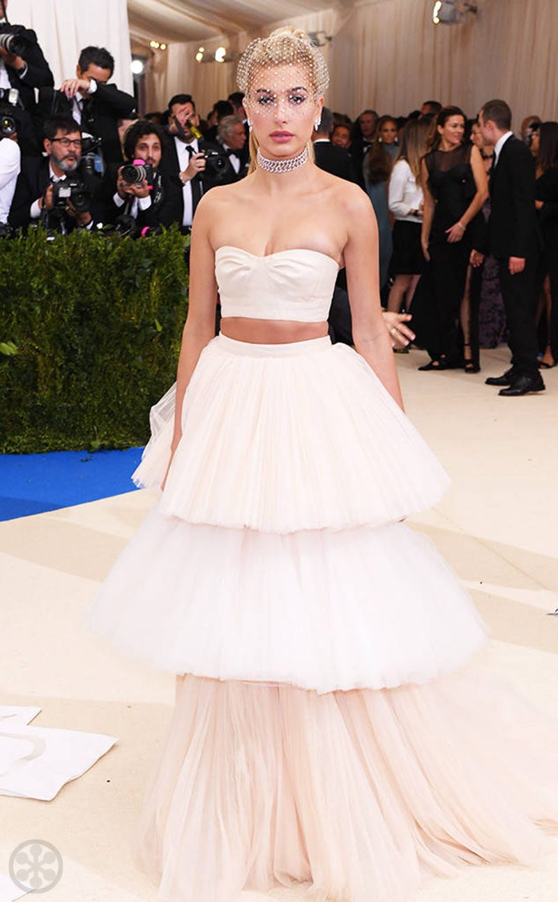 Hailey Baldwin in custom Carolina Herrera