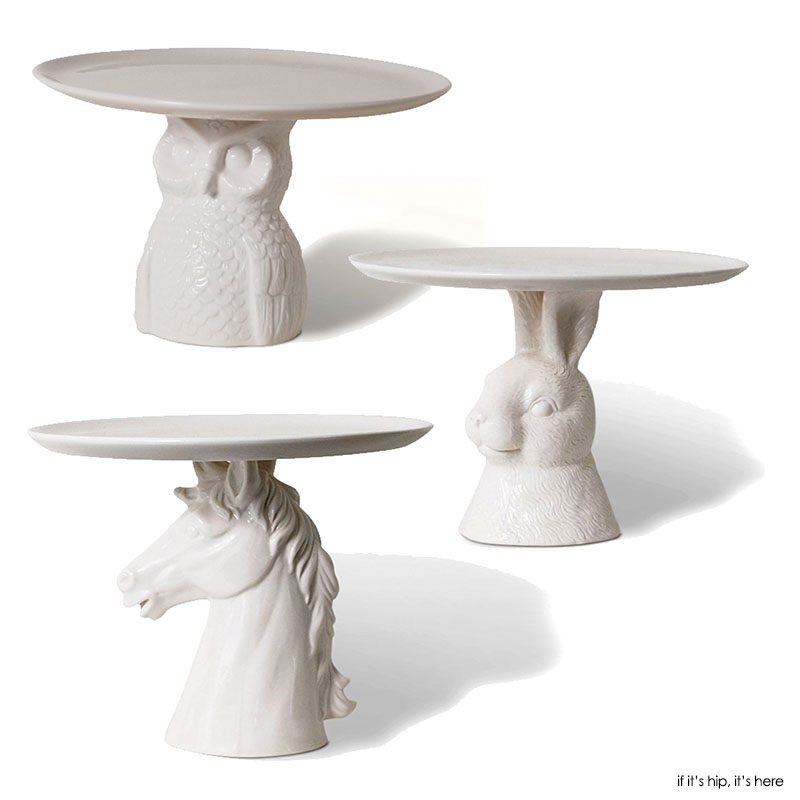 Imm Living 'Take the Cake" cake stands Owl Rabbit and horse