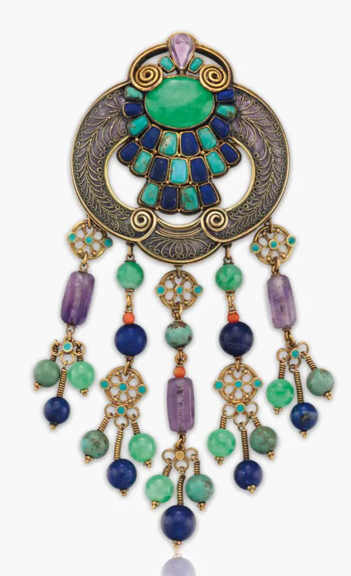 enamel and gold brooch by Louis Comfort Tiffany