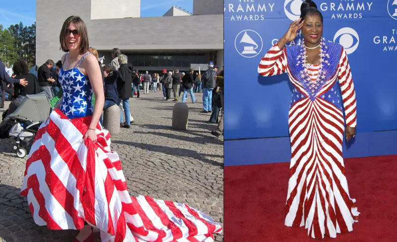 American flag gown | photo by Mark Lindamood and Dottie Peoples at the Grammys