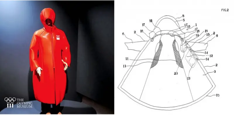 The cocoon-like Concentration Coat designed by Eiko Ishioka for the 2008 Winter Olympics
