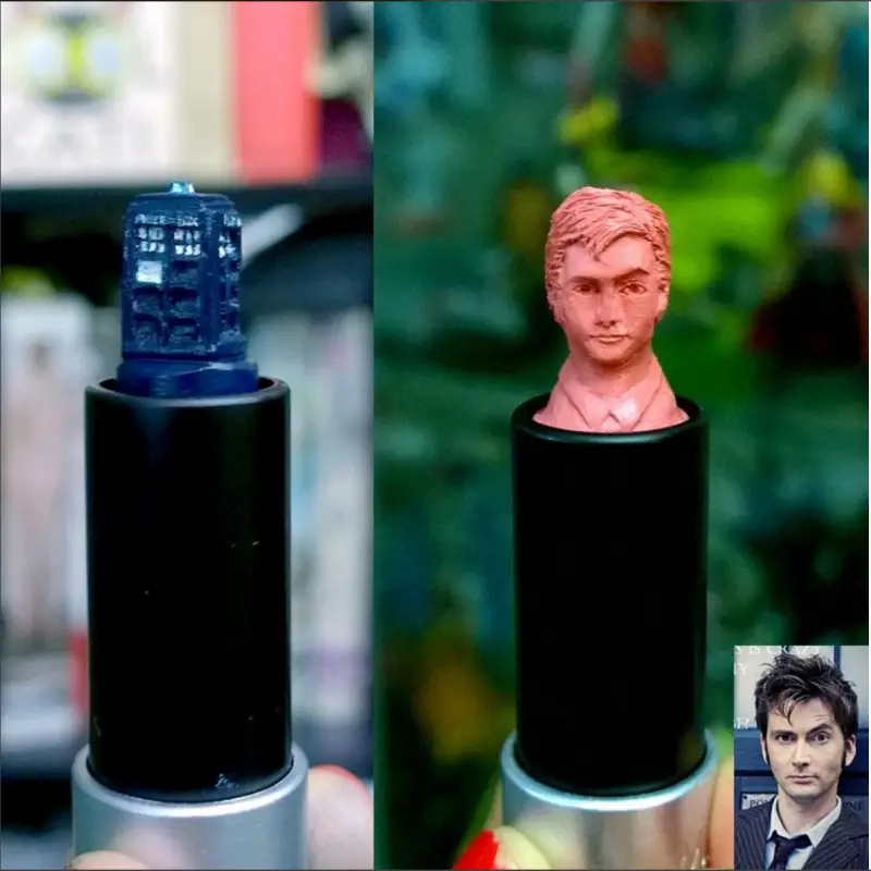 Tardis and The 10th Doctor lipstick carvings