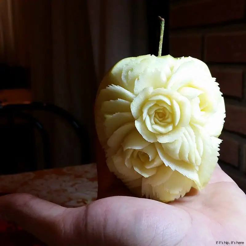 Floral carved apple