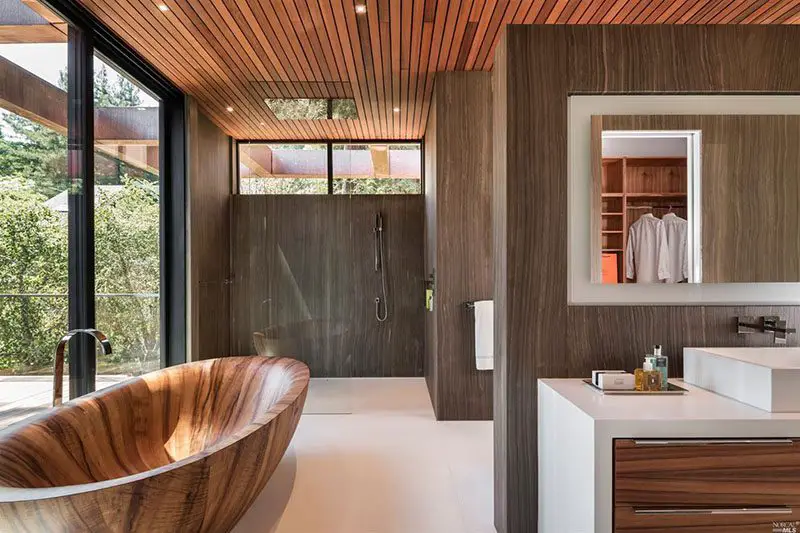 koa wood bathroom