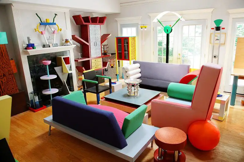 Furniture and design by the Memphis Group.