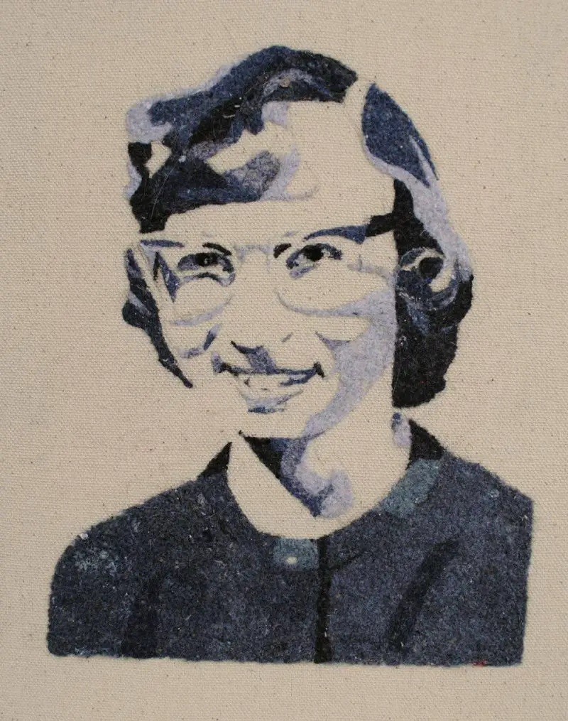old school portrait made of lint