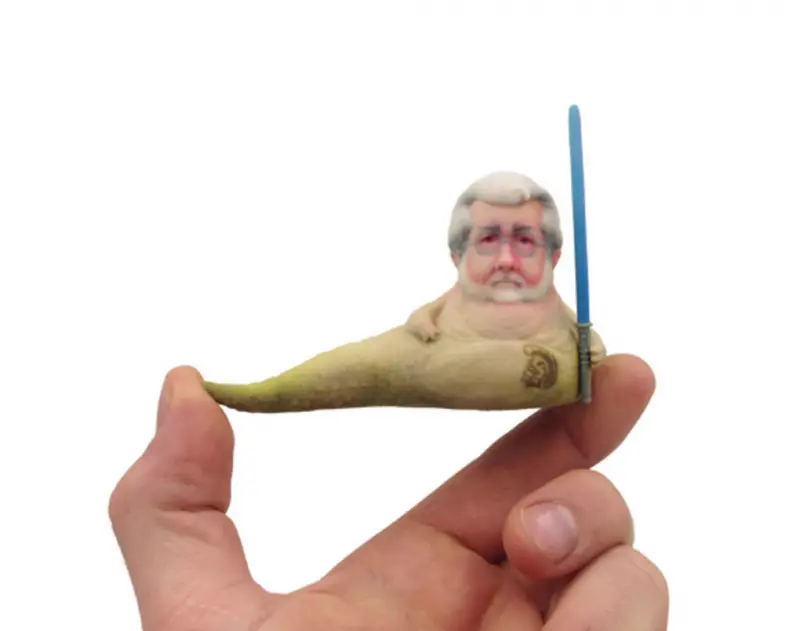 Leavitt's 4" tall 3D printed George Lucas from Shapeways
