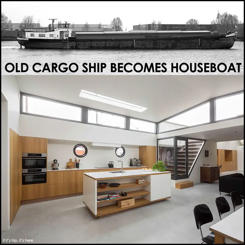 old cargo ship becomes houseboat