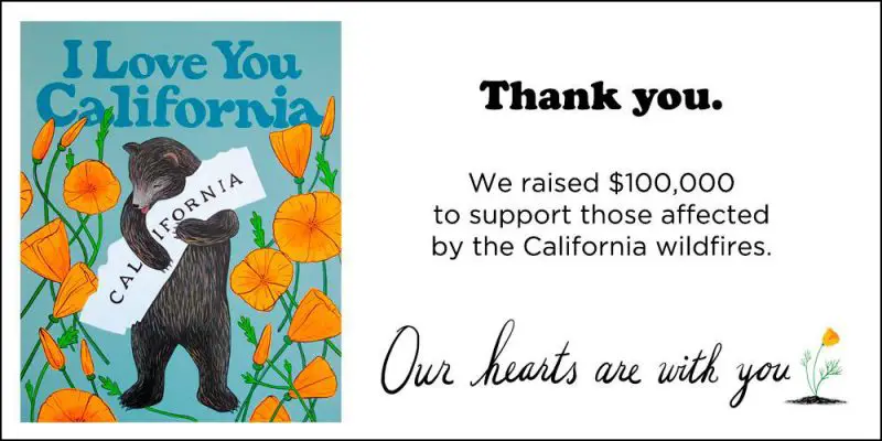 raising money for Calfornia Wildfire victims