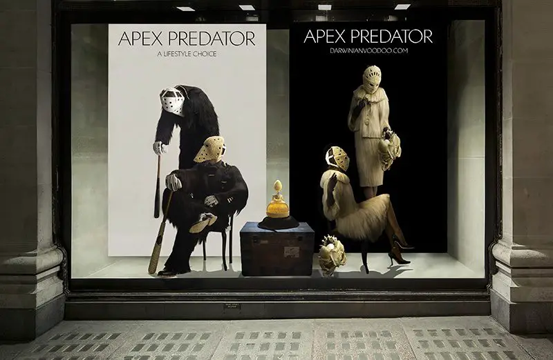 Installation view, Darwinian Voodoo Apex Predator, 2014, photo by Giles Price