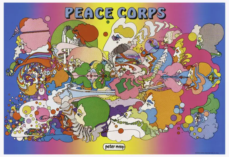 Poster, Peace Corps, 1970;  Peter Max