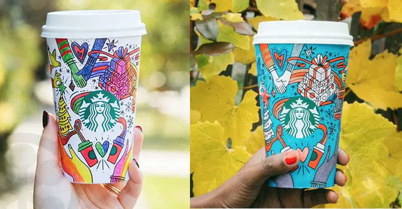 colored-in 2017 Starbucks Holiday Cups
