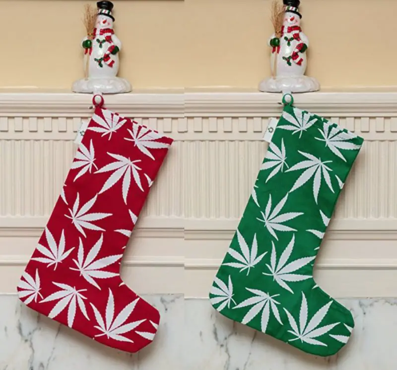 marijuana leaf christmas stockings