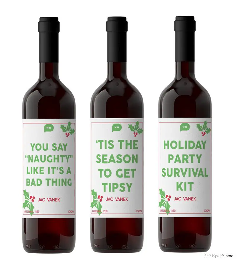 wine with sarcastic christmas labels