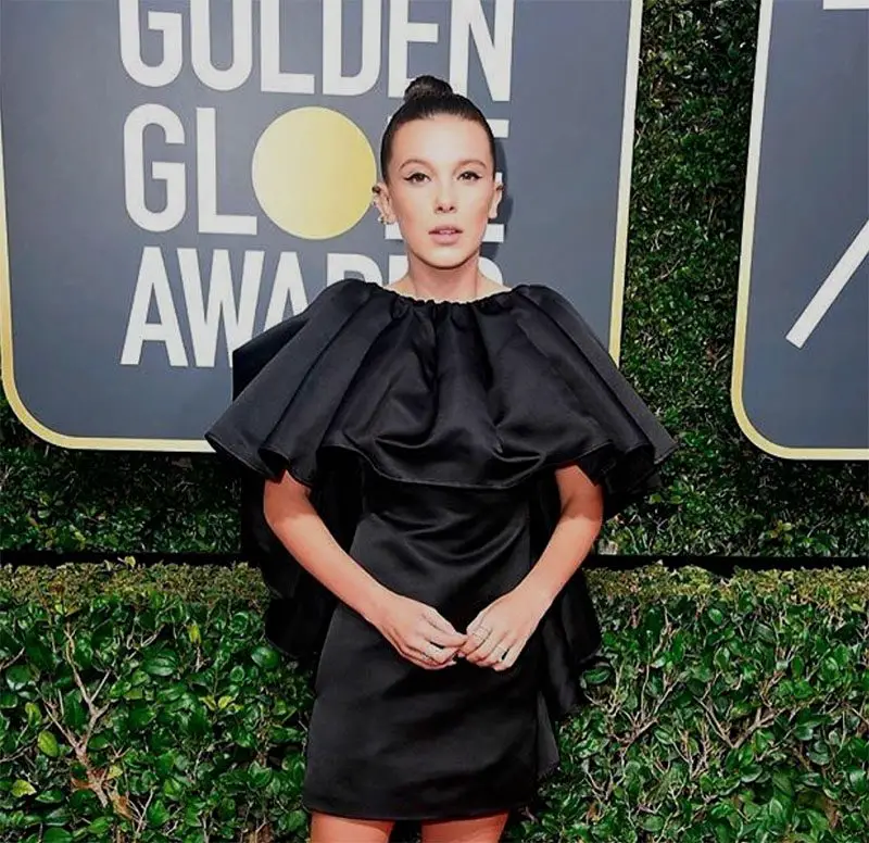 Millie Bobby Brown golden globes black