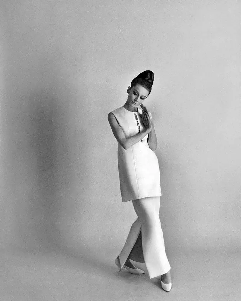 Hepburn in Givenchy Tunic and Skirt, 1964. Photo: Cecil Beaton