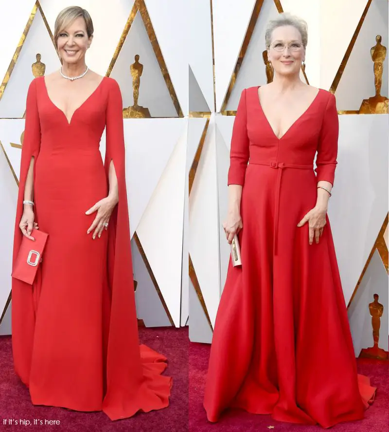 Allison Janney and Meryl Streep red oscar gowns