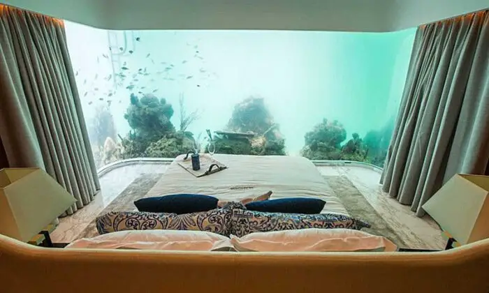 bedroom in seahorse floating villa