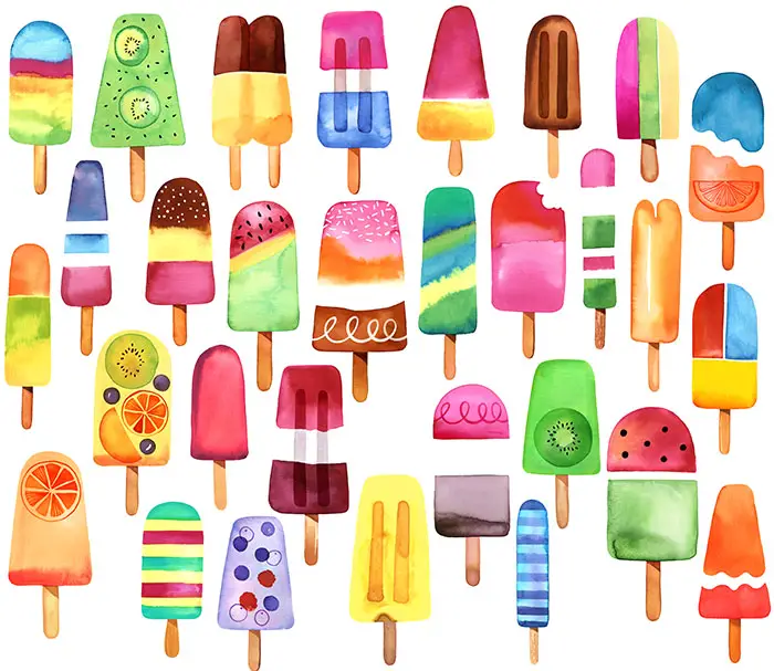 Watercolor summer popsicles by Margaret Berg