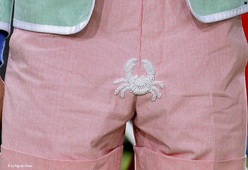 seersucker shorts with crab