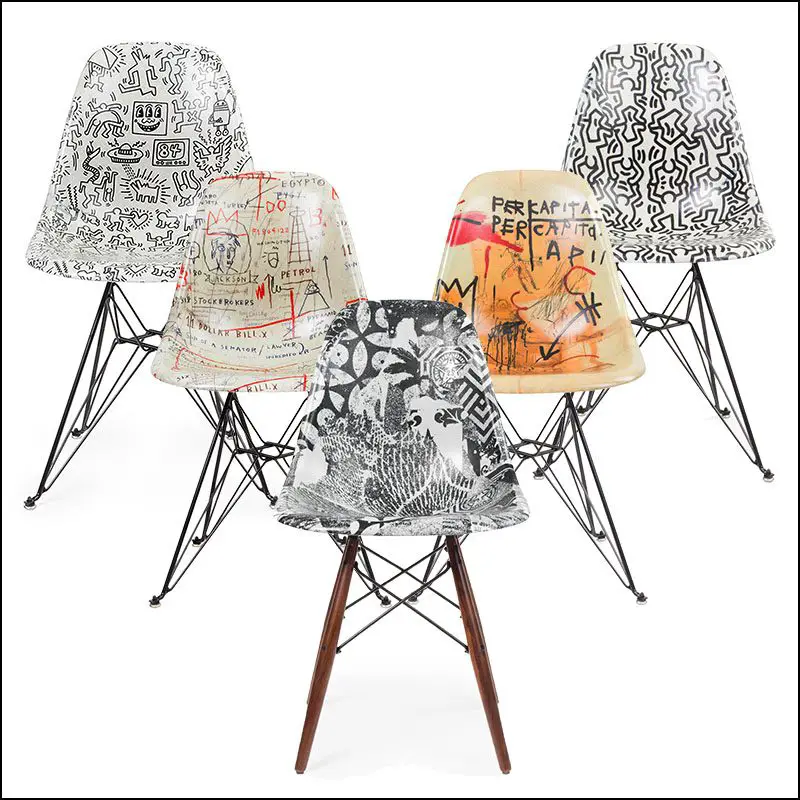 Basquiat Haring and Fairey Fiberglass Shell Chairs