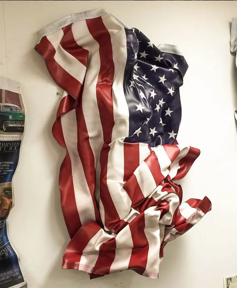 crumpled american flags