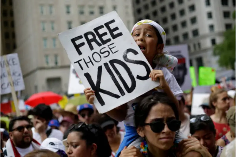 Protestors in Daley Plaza, Chicago, on June 30th, 2018