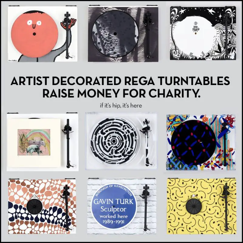 artists decorate Rega Turntables for charity