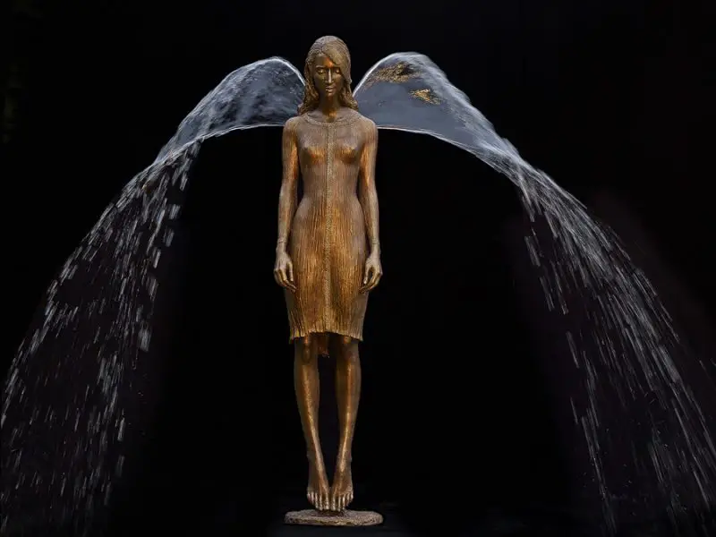 sculptural angel fountain