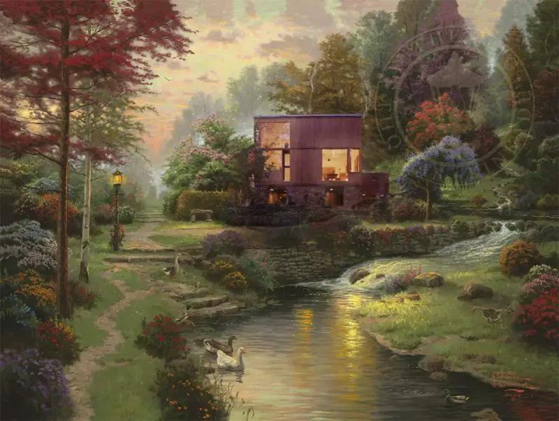 Louis Kahn's Fisher House inside a Thomas Kinkade painting (Courtesy @robyniko)