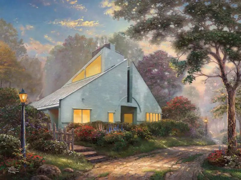Vanna Venturi House by Ted Grunewald inside a Thomas Kincade painting (courtesy of @Robyniko)