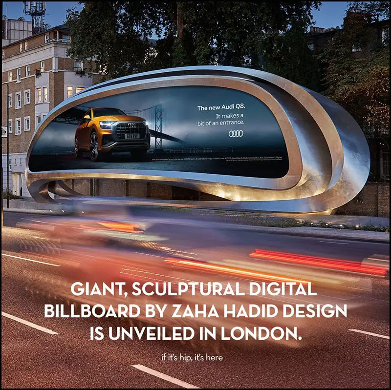 Zaha Hadid digital billboard in Kensington