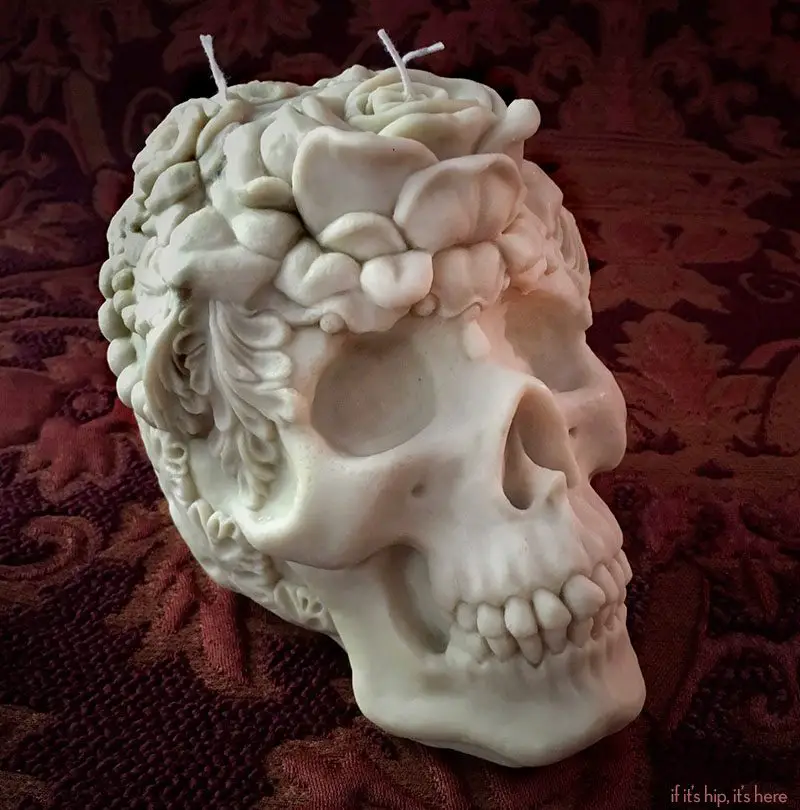 flora skull candle