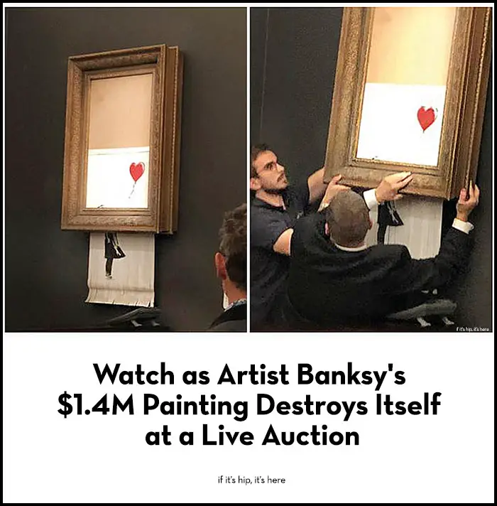 Read more about the article Watch As Banksy’s $1.4M Painting Destroys Itself