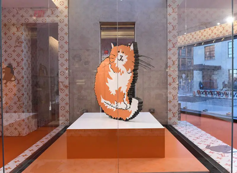 cat sculpture inside store