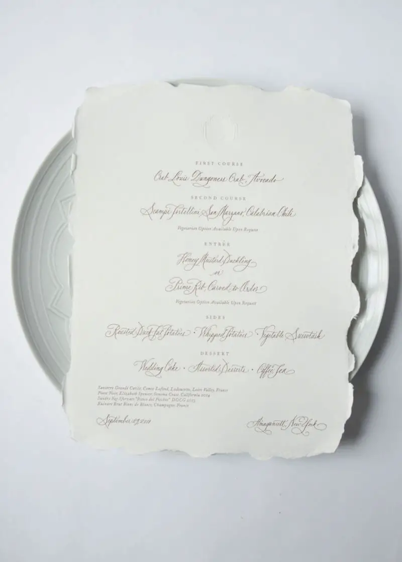  Dinner menus artwork and calligraphy by Stephanie Fishwick.