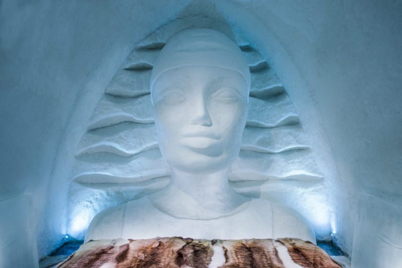 icewoman in icehotel art suite