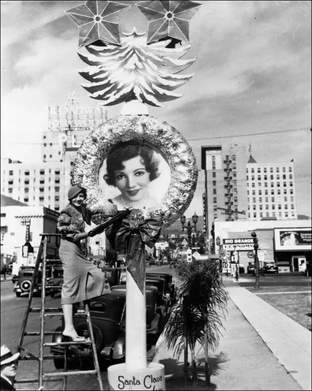 Claudette Colbert christmas wreath vintage hollywood