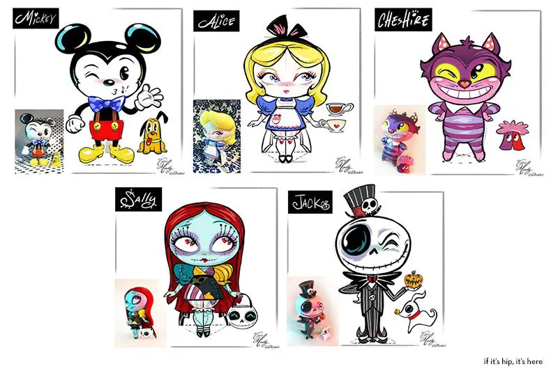 disney vinyl character sketches by Miss Mindy