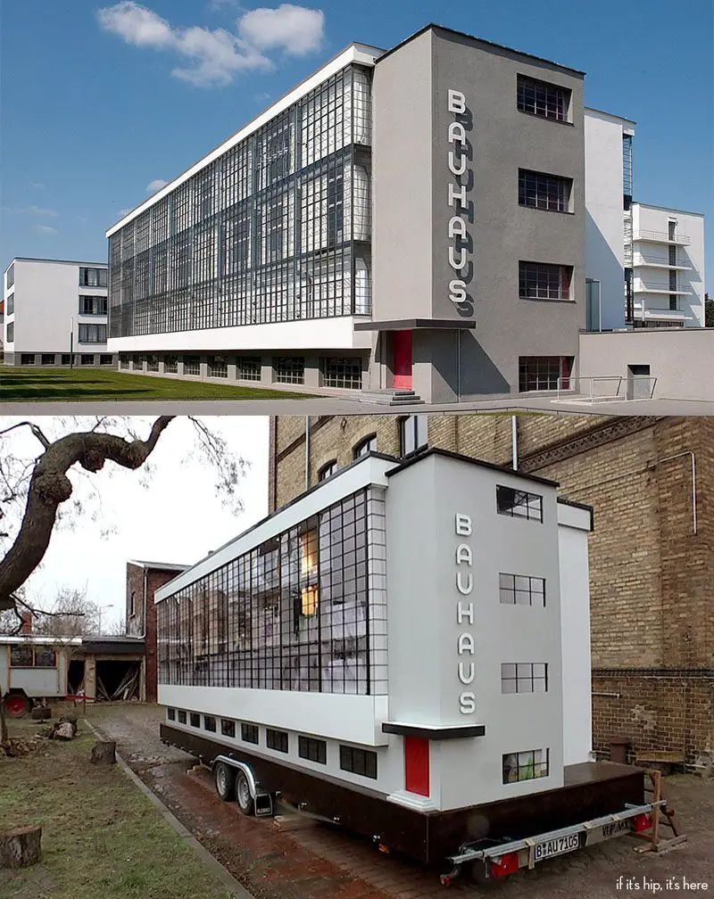 Bauhaus Dessau at top and The Bauhaus Bus at bottom