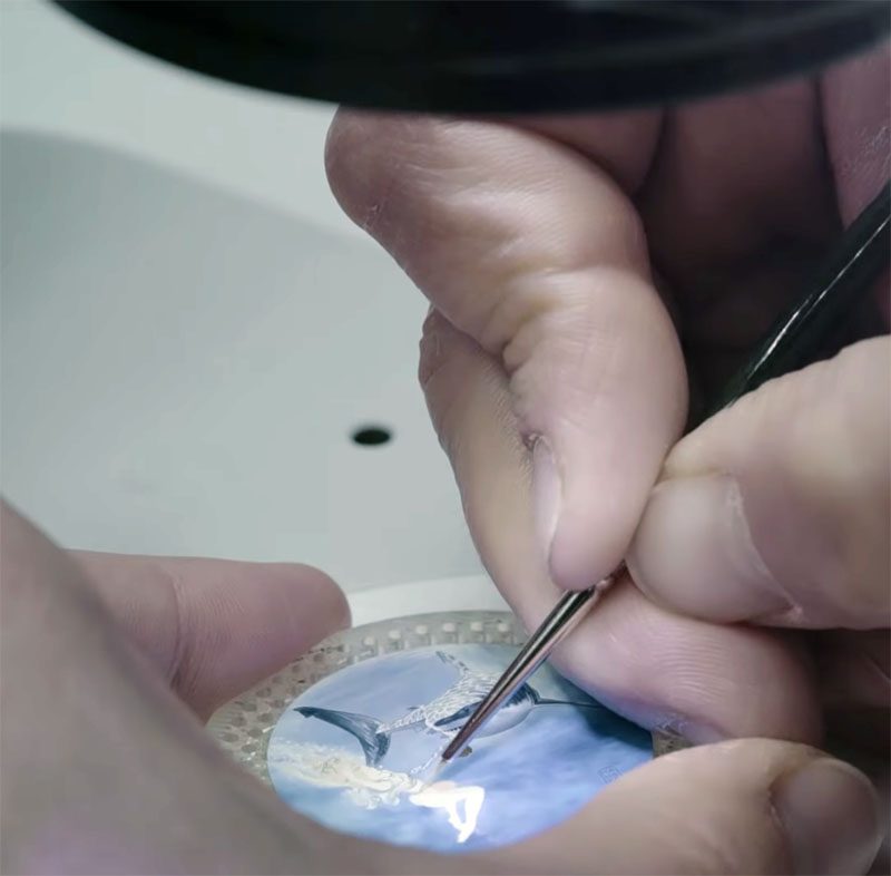 hand-painting the watch face
