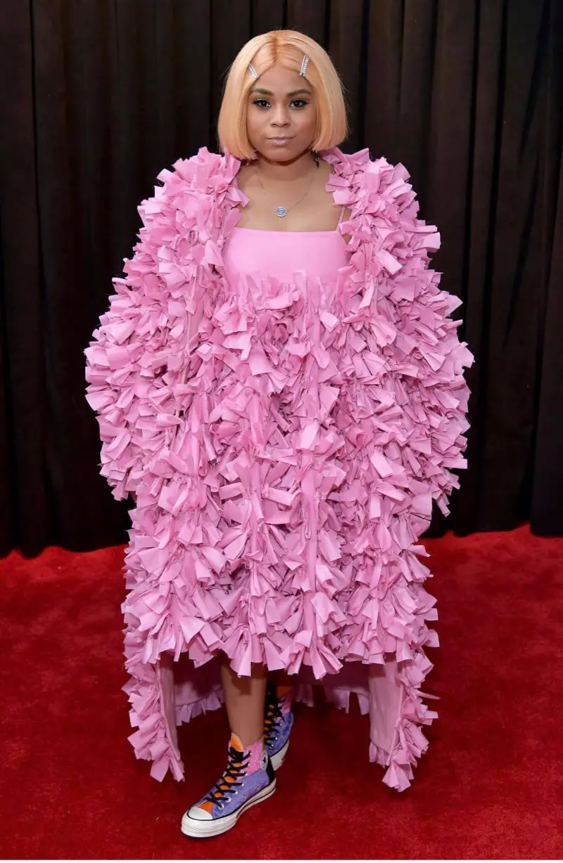 Tayla Parx pink ruffled gown