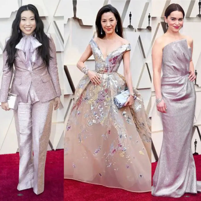 oscars red carpet fashions Awkwafina, Michelle Yeoh and Emilia Clarke