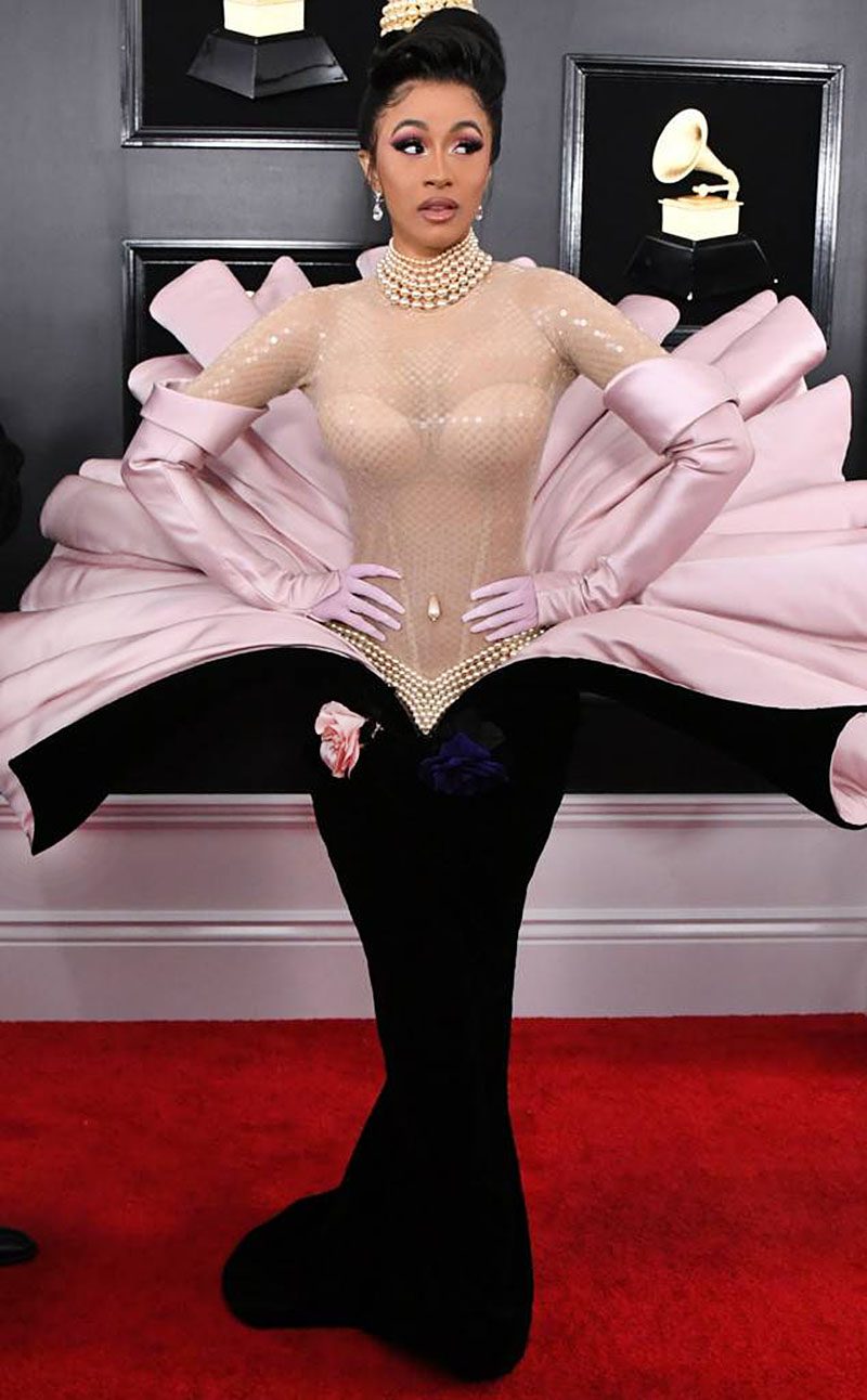 Cardi B red carpet grammys